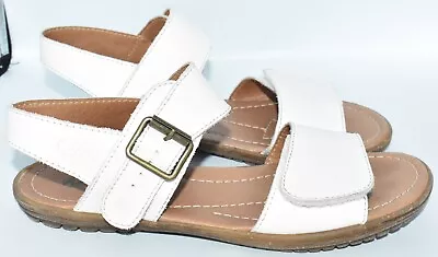 Naturino White Leather Girls Buckle Strap Sandals Size (33/2) • £15.26