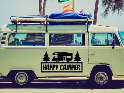 Happy Camper Van Inspired Design Home Car Camping Wall Art Decal Vinyl Sticker • £14.99