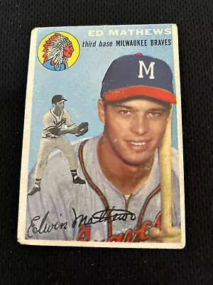 1954 Ed Mathews Topps #30 Milwaukee Braves Vintage Baseball Card • $29.99