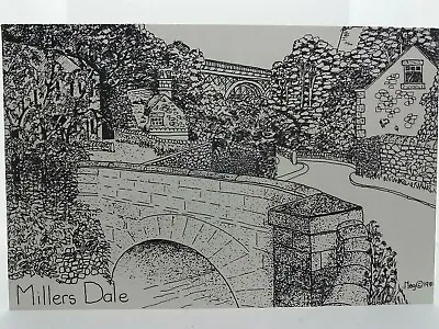 Millers Dale Vintage Art Sketch Drawing Postcard Meg 1981 Monsalhead Edale • £5.75