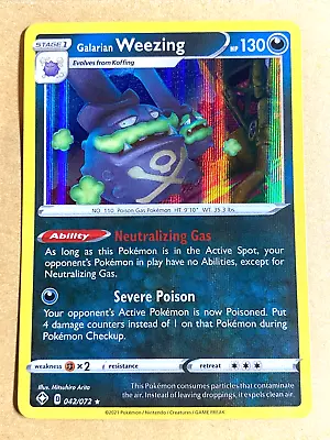 Pokémon TCG Galarian Weezing Shining Fates 042/072 Holo Rare VLP/NM • $0.99