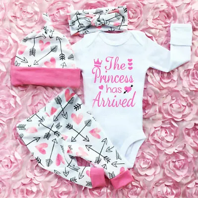 $23.79 • Buy Newborn Baby Girl Infant Clothes Romper Tops Jumpsuit Pants Headband Outfit Set