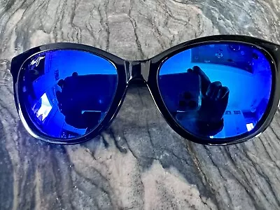 Maui Jim CANNA Black Polished POLARIZED Blue Hawaii Sunglass B769-02 • $19.40