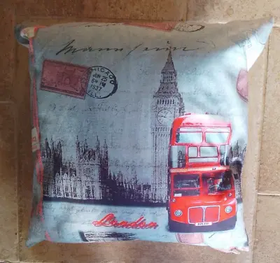 BN CUSHION And REMOVABLE COVER London Bus Houses Of Parliament Big Ben • £3.99