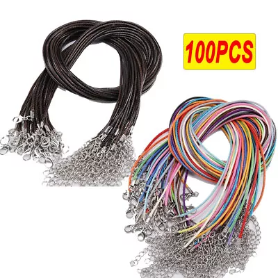 100x Colorful/Black 18  Necklace Cord Chain Braided Leather Rope Jewelry Making • $11.45