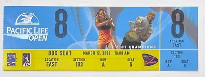 2002 Pacific Life Open TENNIS Ticket Lleyton Hewitt Andre Agassi Serena Williams • $9.99