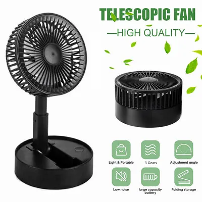 $13.79 • Buy Table Desk Rechargeable Telescopi Foldable Fan USB Portable Floor Fan 3 Speeds