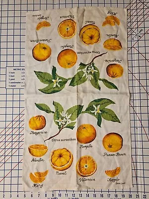 VTG ORANGES🍊 FALLANI & COHN LINEN NOVELTY TEA DISH TOWEL 16x27 SIGNED LOIS LONG • $18