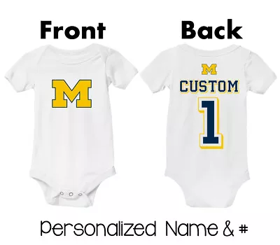 Michigan Wolverines Personalized Newborn Baby Bodysuit Kids Clothing Go Blue • $19.95