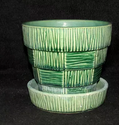 Vintage McCoy USA Pottery 5  Planter With Saucer Mid-Century • $29.99