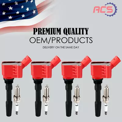 4X High Performance Ignition Coil + Spark Plug OEM For Audi Volkswagen 1.8L 2.0L • $87.70