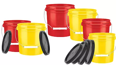 1 Gallon Food Grade Plastic Bucket With Lid ( Pack Of 6) BPA Free- Made In USA • $51.77