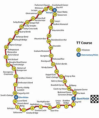 Isle Of Man Tt Racing Course Poster 1 (sizes-a5-a4-a3-a2) + Surprise A3 Poster • £4.99