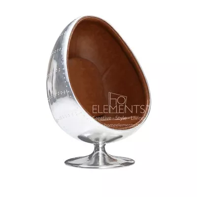 Aviator Swivel Egg Pod Chair Vintage Tan Brown PU Leather In Stock Free Delivery • £998.99