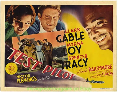 TEST PILOT LOBBY CARD Title Card CLARK GABLE MYRNA LOY 1938 Original • $400