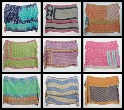 £19.84 • Buy Indian Handmade Kantha Vintage Quilt Twin Gudari Throw Cotton Bedspread Blanket
