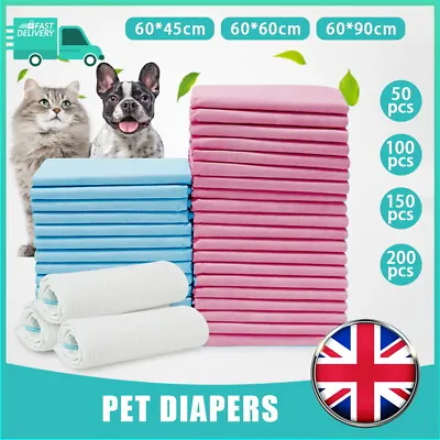 £19.99 • Buy 50 100 200 60x45cm 60x90cm Large Puppy Training Pads Toilet Pee Wee Mats Pet Dog