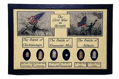 The Civil War Battles In Georgia Bullets With Glass Topped Display Case And COA  • $79.89