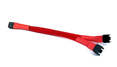 Shakmods 3 Pin Fan Y Splitter 20cm Red Sleeved Extension Cable UK First Class • $4.97