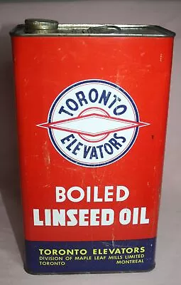 Vintage TORONTO ELEVATORS LINSEED OIL TIN CAN - DIV. OF MAPLE LEAF MILLS BOILED • $26.57