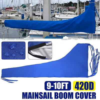 Blue Main Sail Cover For 9-10 Ft Boom Sail Waterproof Sail Protector 420D Oxford • $36.99