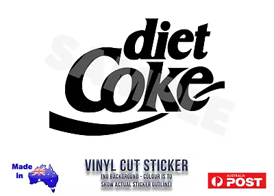 Diet Coke Vinyl Cut Decal Matte Black Coca Cola Repro 150x100mm FREE POST! • $5.95