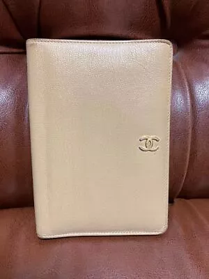 CHANEL Coco Mark Beige Bi-Fold Wallet Leather Authentic Fold Wallet • $108.12