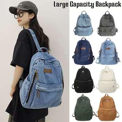 Unisex Women Harajuku Denim Shoulders Bag College Backpack Travel School Bags • $37.89