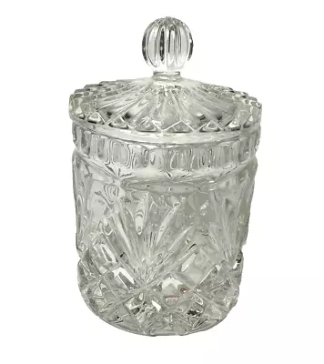 Vintage Small Glass Lidded Apothecary Jar Vanity Bathroom Decor 5.75 In Tall • $19.99