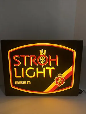 Vtg Stroh Light Beer Faux Neon Lighted Light Up Sign Stroh's Brewing Co Man Cave • $49.95