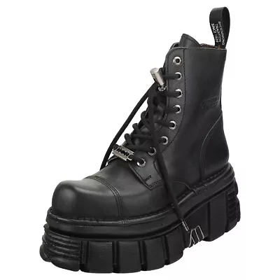 New Rock Combat Boots Unisex Black Platform Boots • £182.49