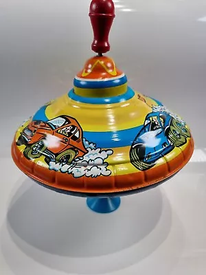 Spinning Top Ohio Art Vintage Litho Race Cars Kids Toy Tin • $37.88