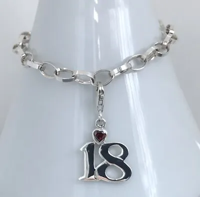 Sterling Silver 925 18th Birthday Celebration Charm Bracelet • £25.80