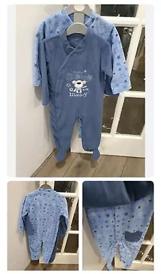 Dunnes Stores Sleepsuit 2 Pack  BNWT 12-18  Months Fleece Warm Cosy Boys Blue  • £9.99