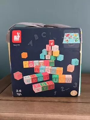 Janod Kubix 40 Letters/number Blocks And Play Mat Educational Toy Age 2-6 Years  • £15