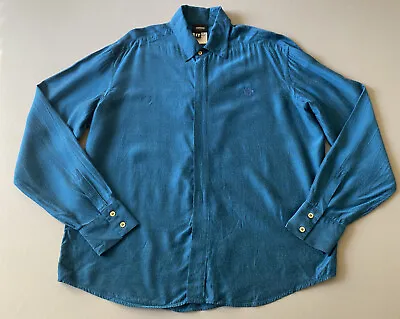 Versace  Jeans Couture Vintage Men Blue Button Medusa Logo Dress Shirt Sz XXL • $54.99