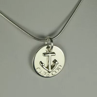 Anchor On Cape Cod Sterling Silver Disk On 16  Sterling Silver Chain • $22