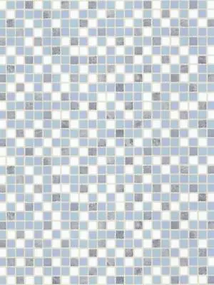 Blue Navy White Aqua Mosaic Raised 1/2  Tile Wallpaper PA111505 • $28.19