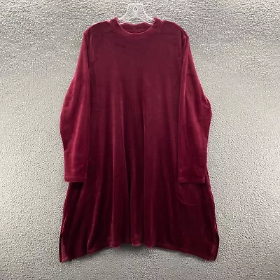 J Jill Dress Womens L Maroon Pure J Jill Long Sleeve Velour Short Sweater Dress • $29.99