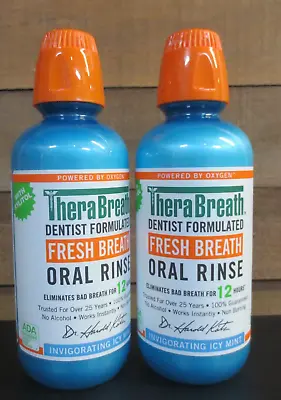 $21.99 • Buy TheraBreath Fresh Breath Oral Rinse - Icy Mint Flavor, 2 BOTTLES 16 OZ EACH