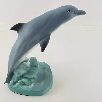 Vintage Poured Mold Ceramic Dolphin Figure Figural 10  Universal Statuary #1794 • $98
