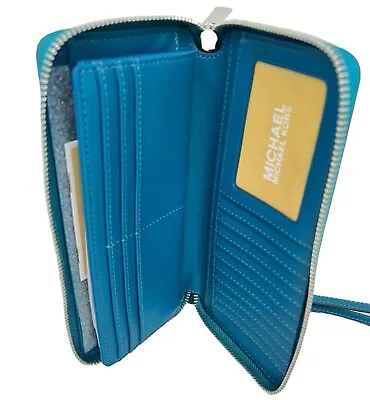 NWB Michael Kors Continental Wallet Lagoon Blue Leather 35T7GTVE7L $278 Dust Bag • $79.99