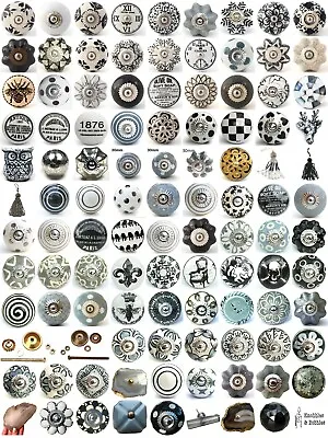 £7.49 • Buy Black White Grey Vintage Ceramic Knobs Drawer Pull Cupboard Door Knobs China