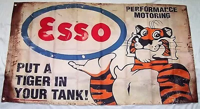 Esso Flag Banner 3'x5' Sign Exxon Gulf Oil Shell Texaco Sinclair Mobil Marathon • $13.94