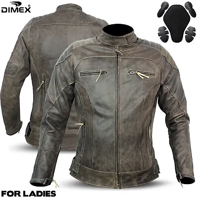 Ladies Motorbike Leather Jacket Biker Women Motorcycle Waterproof CE Armours UK • $99.46