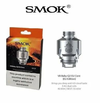 SMOK BIG BABY BEAST COILS  Q2 EU (3 PK) Genuine Replacement 0.4 Coil Heads • £8.99