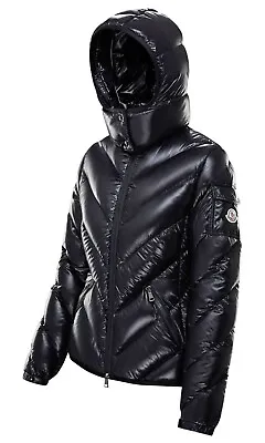 MONCLER BROUEL Chevron Down Puffer Jacket Zip Short Padded Hooded Coat Black 3 L • $1250