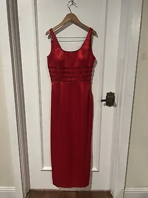 Vintage Nadine Red Satin 80s Prom Dress/Ball Gown • $50