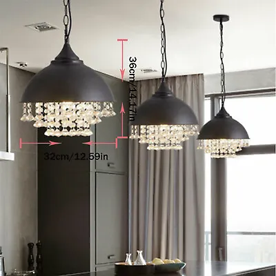 Rustic Industrial Chandelier Crystal Pendant Lighting Ceiling Light Fixture Lamp • $51.60