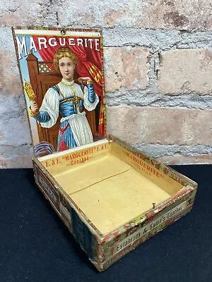Antique Marguerite Conchas Cigar Box Cedar Litho Rare 1901  E & E Woman New York • $39.99